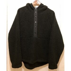 So Cozy Pullover Snap Sweatshirt Jr. Womens XL Black Fleece Long Sleeve Hoodie